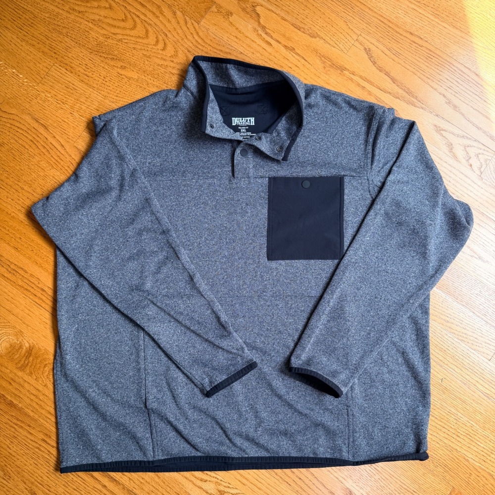 Duluth Trading Co River Falls Snap Mock Neck Pullover Mens 2XL Gray workwear,